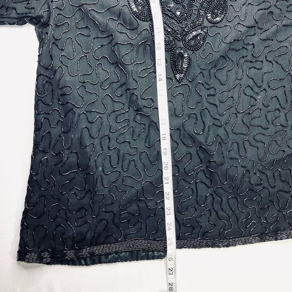 Adrianna Papell Evening Silk Beaded Sequin Evening Jacket Cardigan, Vintage SZ ( - Picture 7 of 9